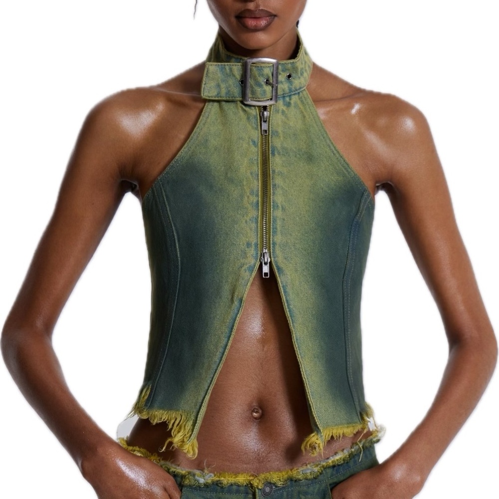 Jaded London Toxic Denim Top NWT